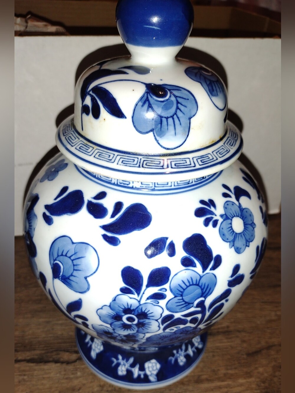 Blue and White Floral Lotus Peony Porcelain Ginger Jar - Picture 3 of 8